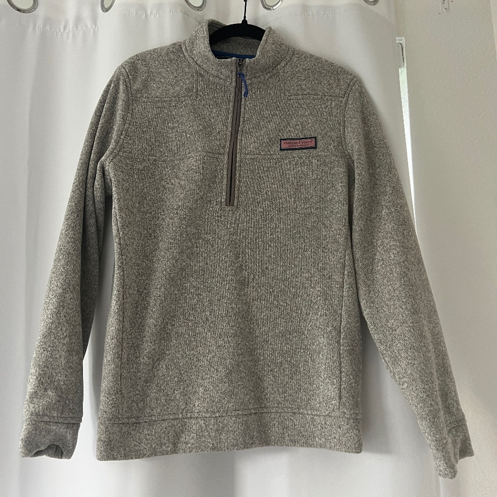 Vineyard Vines Jacket Heather Gray 1/4 Zip Pullover Martha's Vineyard Logo